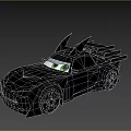 Cartoon Style Racing Car With Yellow Spoiler Green Eyes And Red Wheels