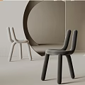 Modern Minimalist Dining Chairs With Curved Backrest In Gray And Beige Velvet Upholstery