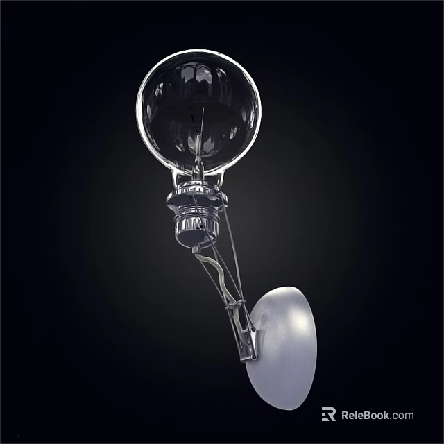 Modern Glass Globe Wall Light With Metal Bracket And White Base 3d model 
