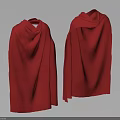 Red Hooded Cloaks With Soft Flowy Fabric Displayed In Two Views 3d model