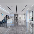 Modern LIRCON Reception Area With Polished Floor Lighting Design And Logo