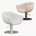 Modern Leisure Chairs With White And Pink Upholstered Seats And Metal Swivel Bases
