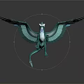 Teal Fantasy Game Movie Character With Large Wings White Head And Scales