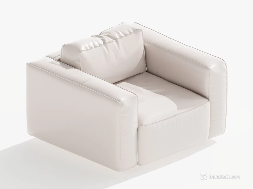 Modern White Leather Single Seater Sofa With Minimalist Design And Clean Lines 3d model