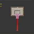 Durable Basketball Hoop With Wooden Backboard Red Pole And Blue Net