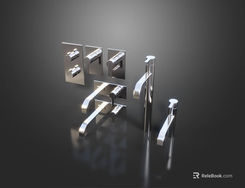 Modern Door Handles In Various Metal Styles With Sleek Design For Home Interior Use 3d model 