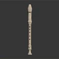 Ivory White Flute Musical Instrument With Classical Design Standing On Dark Background And Reflection