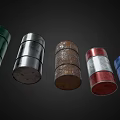 Industrial Metal Drums In Various Colors Including Rusted Brown For Industrial Use