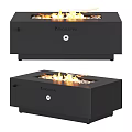 Angelspire Black Metal Outdoor Fire Pit with Flames and Decorative Stones for Patio Use