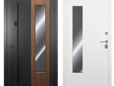 Modern Hinged Doors Featuring Glass Panels Wood Frames And Black White Finishes 3d model