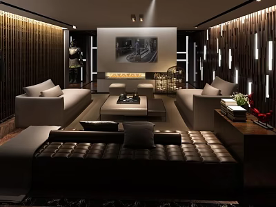 Modern Conference Room Interior With Meeting Table Leather Chairs And Lighting Fixtures 3d model