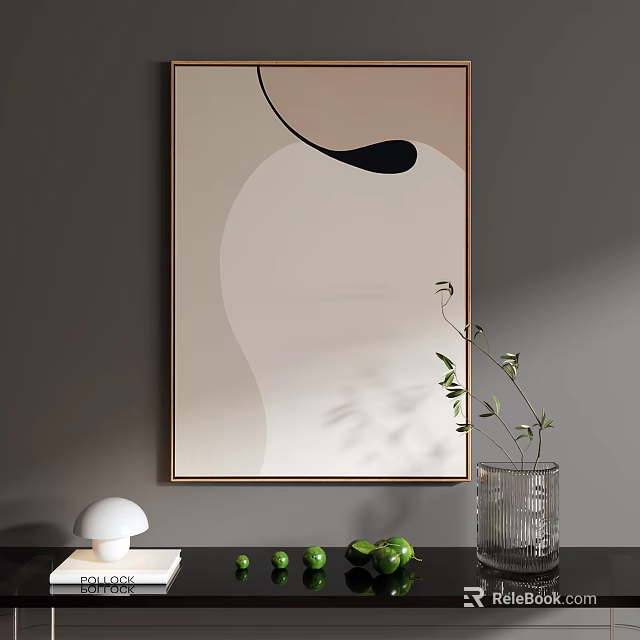 Abstract Painting In Neutral Tones With Decorative Elements 3d model 
