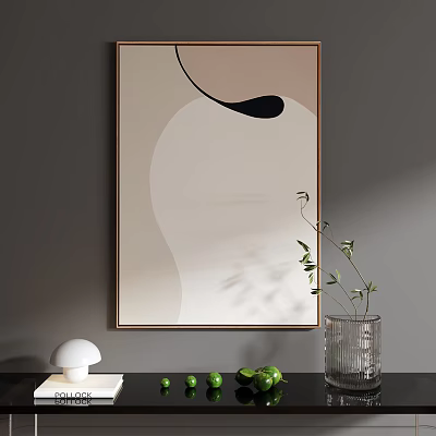Abstract Painting In Neutral Tones With Decorative Elements 3d model
