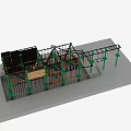 Playground Equipment Metal Frame Climbing Structure With Green Support Poles Platforms And Net Elements 3d model