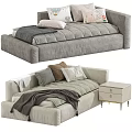 Cozy Modern Kids Bed With Soft Blanket Decorative Pillows And Side Nightstand