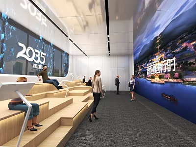 2035 Future City Modern Space With People And Urban Night View 3d model