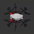 Aerospace Drone With Red Base Silver Cover And Multiple Propellers For Cosmic Missions