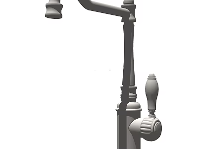 Vintage Style Brass Faucet With Decorative Knob And Curved Spout Design 3d model
