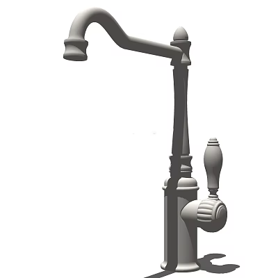 Vintage Style Brass Faucet With Decorative Knob And Curved Spout Design 3d model
