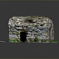 Rustic Stone Built Structure With Moss Covered Roof And Green Grass Surroundings