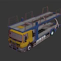 Double Deck Car Transport Functional Vehicle With Yellow Blue Color And Upper Lower Loading Platforms 3d model