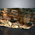 Layered Rocky Terrain Model with Colorful Stratified Textures and Eroded Surface Features