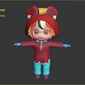 Cute Game Anime Character With Red Hoodie Yellow Hat Decoration Black Hair Blue Eyes And Arms Outstretched