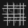 Tech Exhibition Hall Modern Grid Structure With Technical Layout And Digital Elements