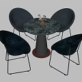 Modern Dining Table Set With Round Marble Top And Gray Upholstered Chairs 3d model