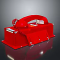 Red Vintage Telephone With Curved Handset Shiny Surface And Rectangular Base Design