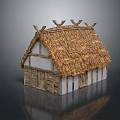 Traditional Rustic Thatched House With Wooden Frame White Walls And Thatch Roof Design