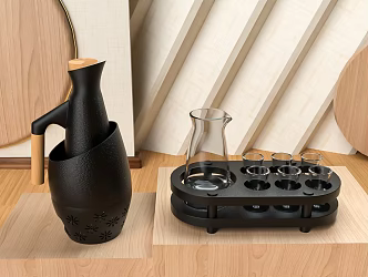 Modern Wine Glass Wine Bottle Glass Wine Rack Decanter Wine Warmer 3d model