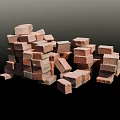 Red Brick Floor Tiles Stacked in Multiple Piles for Construction Materials 3d model