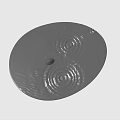 Black Bowl Shaped Sculpture With Carved Ripple Patterns And Central Point