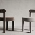 Modern Minimalist Leisure Chair With Curved Backrest Brown Gray Velvet Design