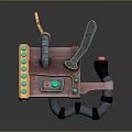 Portable Brown Weapon With Red Panel Blue Dots Metal Parts And Red Knob