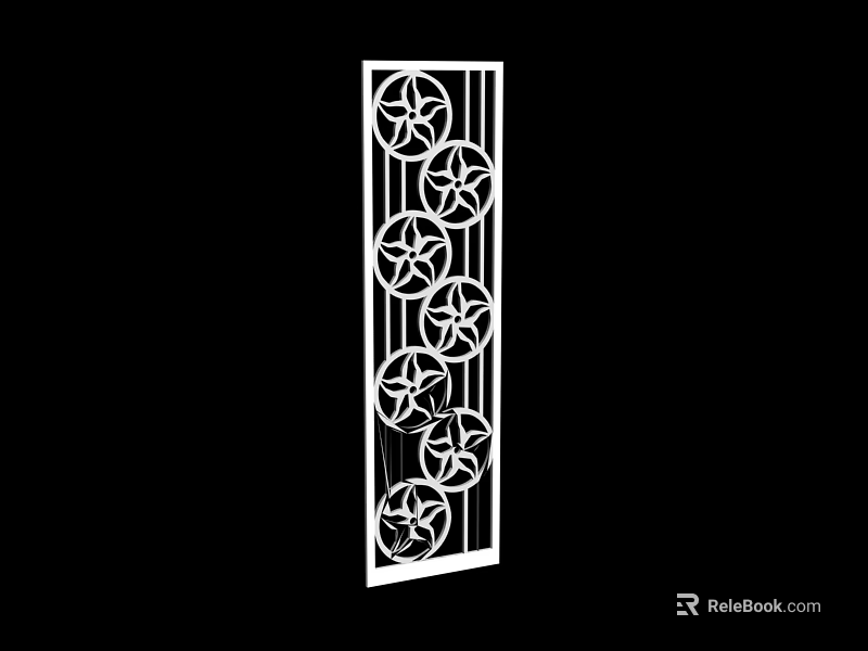 White Room Divider With Intricate Star Patterns And Hollow Out Design 3d model 
