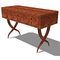 Stylish Console Side Cabinet With Drawers Wood Grain And Curved Legs Design