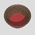 Handwoven Brown Storage Basket With Red Base And Braided Design