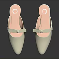 White Pointed Toe Mules With Pink Inner And Bow Detail