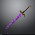Fantasy Flaming Sword With Purple Blade Golden Hilt And Brown Handle