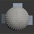 Detailed Iconic Spherical Architectural Structure With Geometric Pattern And Blue Base Support
