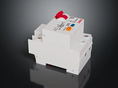 White Electrical Switch Panel With Red Button And Orange Blue Indicators 3d model