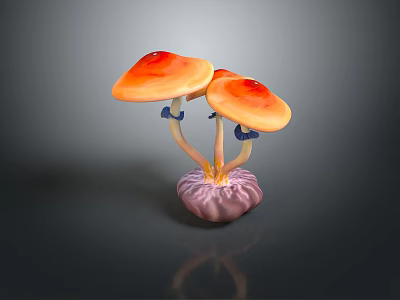 Colorful Mushroom Shaped Food With Orange Caps Purple Base And Blue Stems 3d model