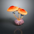 Colorful Mushroom Shaped Food With Orange Caps Purple Base And Blue Stems
