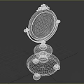 Ornate Desktop Mirror With Brass Frame And Layered Marble Base