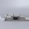 Modern Sofa Coffee Table Combination with Light Sofa Black Table White Chair and Rug 3d model