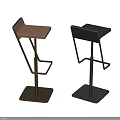 Modern Bar Stools With Metal Frame Square Base Two Tone Design 3d model