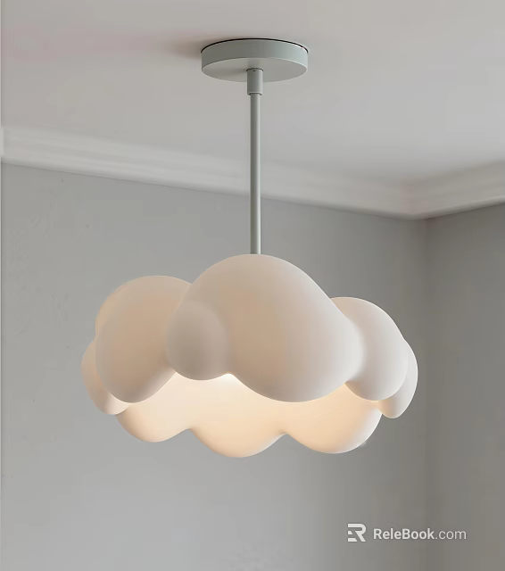 White Cloud Shaped Pendant Light With Soft Lighting For Interior Design Space 3d model
