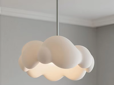 White Cloud Shaped Pendant Light With Soft Lighting For Interior Design Space 3d model